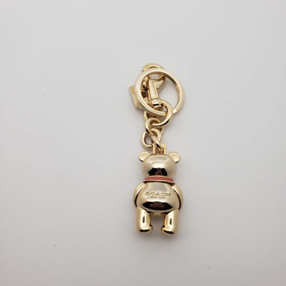 New Coach Gold 3D Bear Purse Charm Key Ring - Picture 2 of 2